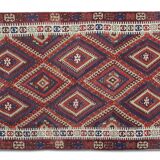 Anatolian Kilim Rug: 1900s Turkish Wool Flatweave, Geometric Tribal Design