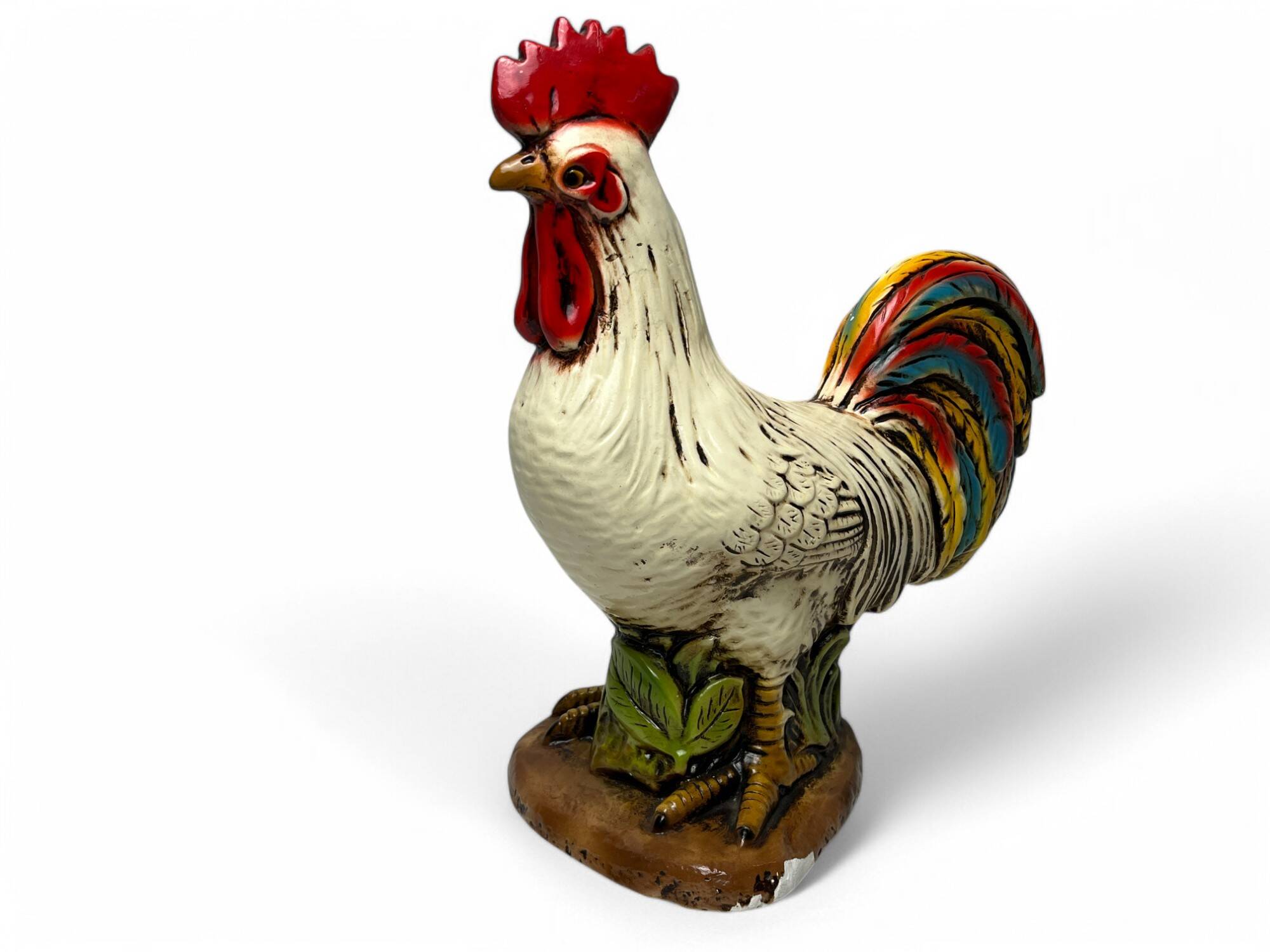 Plaster sculpture of a varnished cockerel from Jordan, mid-20th century