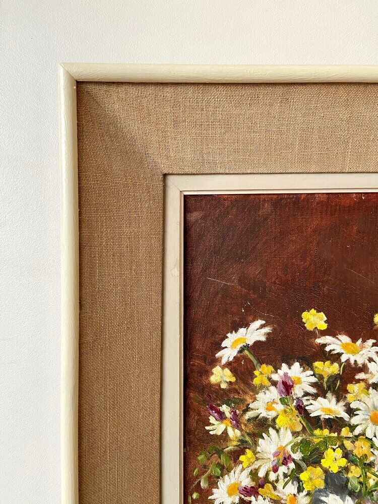 Framed floral oil painting