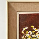 Framed floral oil painting