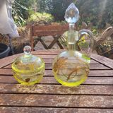 Carafe and sugar bowl in ouraline, Legras/Baccarat