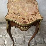 Napoleon III kidney table in Louis XV style with marble top