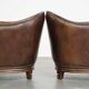 Set of 2 club chairs/armchairs in dark cognac leather