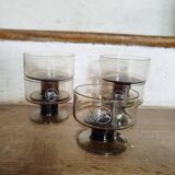 Lot de 5 coupes en verre fumé Pégase Mobil Oil