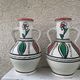 Pair of amphora vase, vintage artisanal and oriental pottery