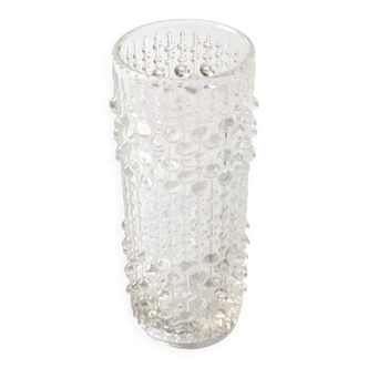 Vintage Pressed Glass Vase: CandleWax Design by František Pečený / 1972