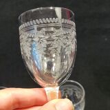 6 anciens verres a pied a porto en cristal de baccarat gravé