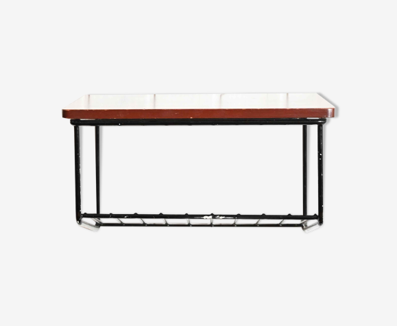 Table de chevet suspendue en bois et métal