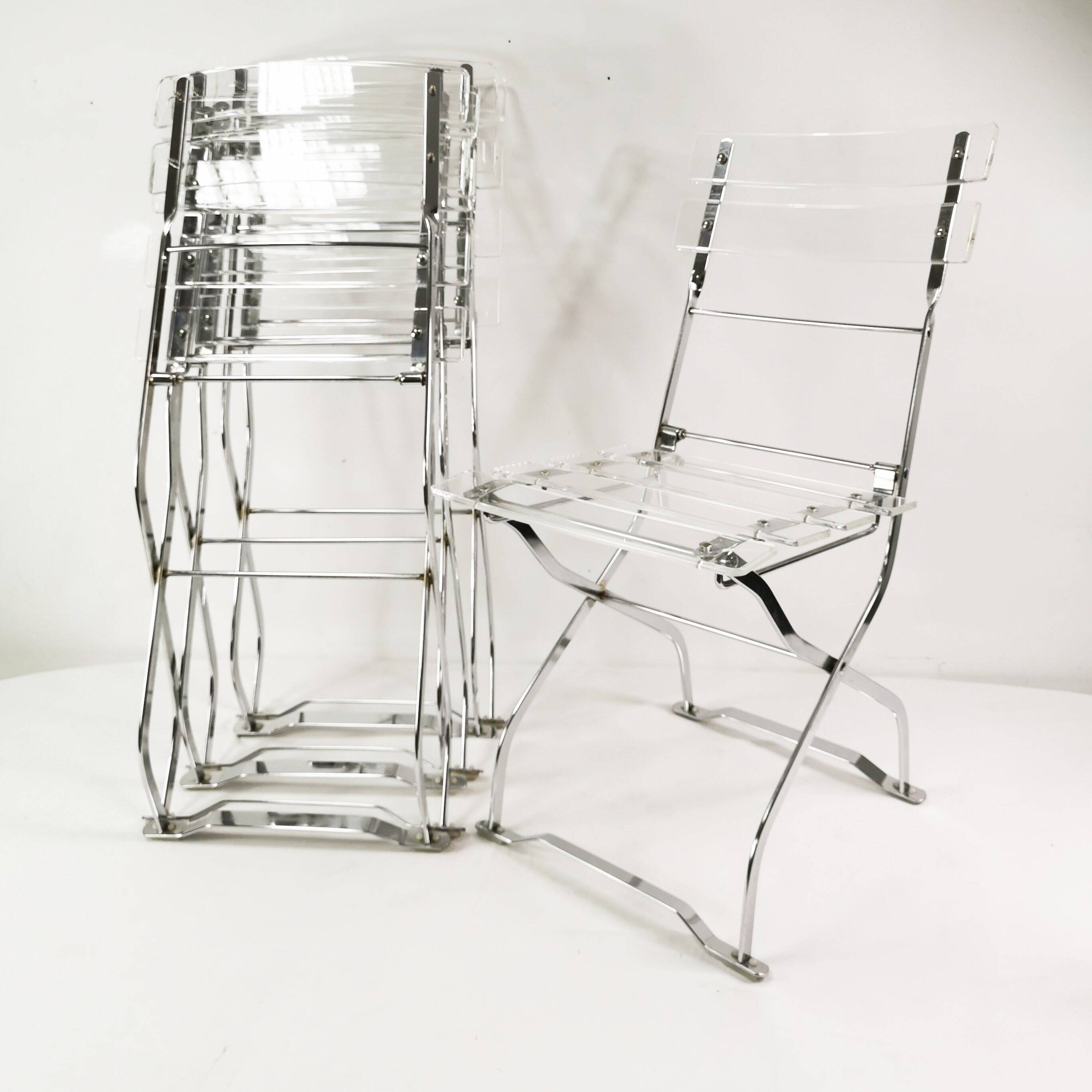 Set of designer folding chairs, Maison & Jardin Paris, 1970s