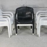 Pierre Paulin set of 6 outdoor armchairs "Dangari", Allibert. Plastic. France, 1980