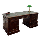 Bureau anglais classique avec incrustation en cuir vert