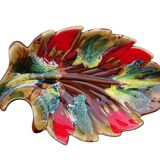 Bol vintage français en céramique Vallauris à motif de feuilles