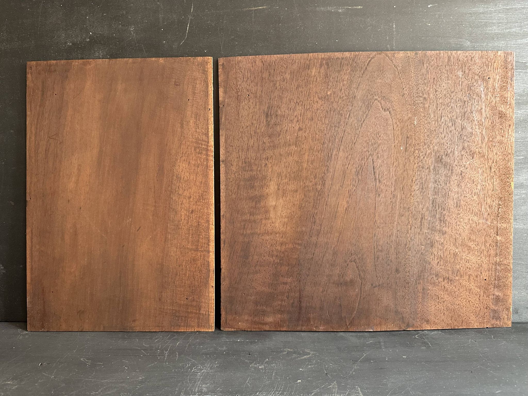 Pair of antique decorative panels in carved wood, late 19th century.