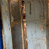Blue patinated indian door with carved frame