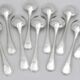 Set of 12 silver-plated metal table spoons Christofle Amérique, Art Deco, 20.5 cm.