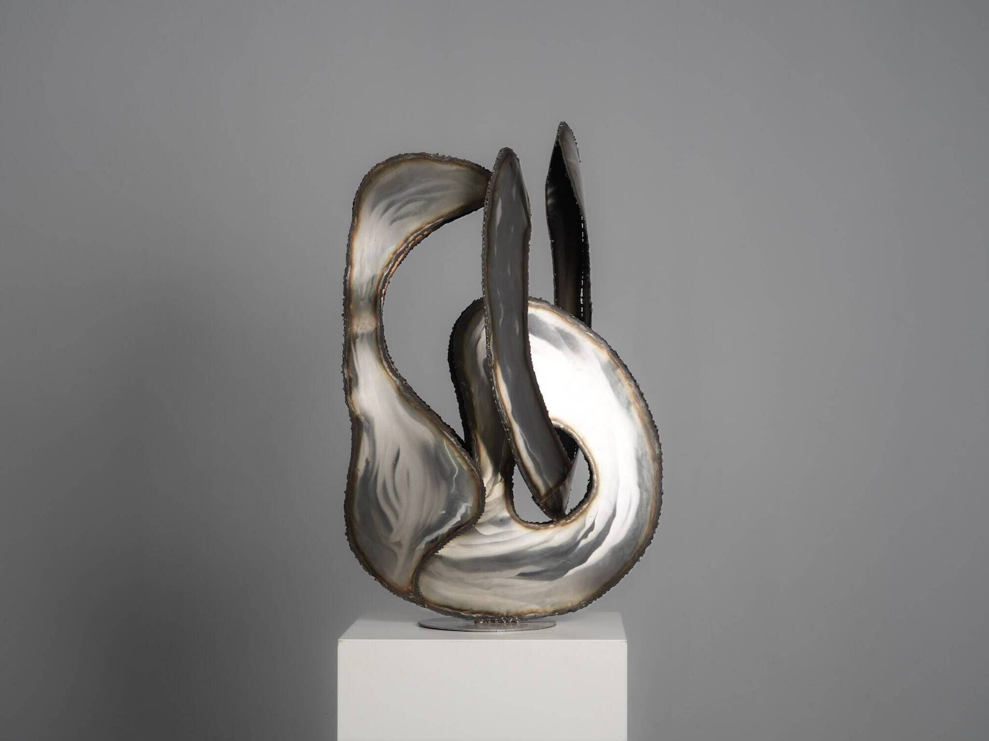 Abstract stainless steel sculpture by Lea Goodman, United Kingdom, 1980s