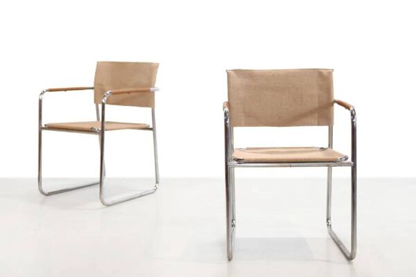 Chaises Karin Mobring Amiral en chrome et jute de 1973