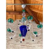 Vintage 1980s multicolor murano glass chandelier