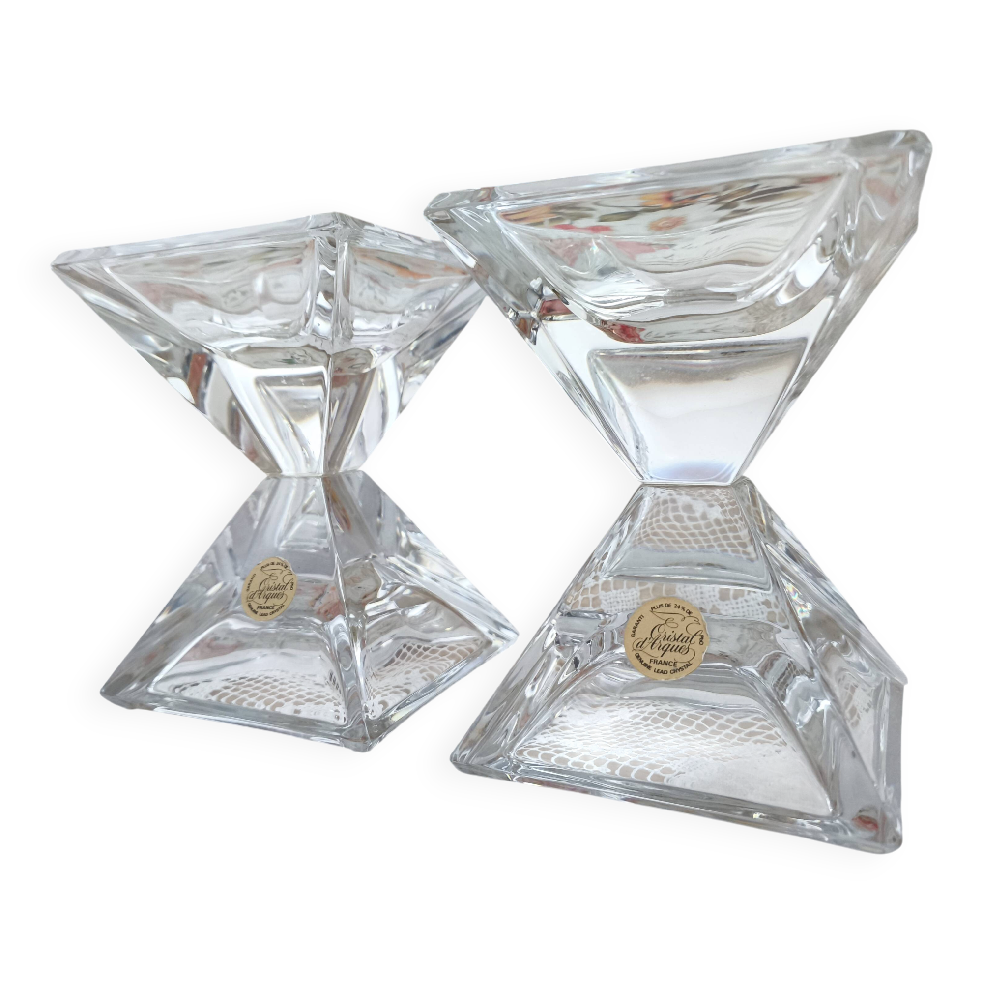 Set of 2 vintage Cristal d'Arques candlesticks