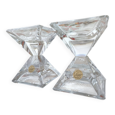 Lot de 2 bougeoirs Cristal d'Arques vintages
