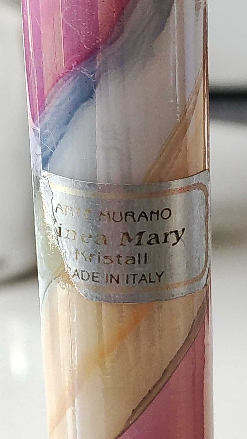 Vase ball glass of blown Art, Murano, ribbon strips