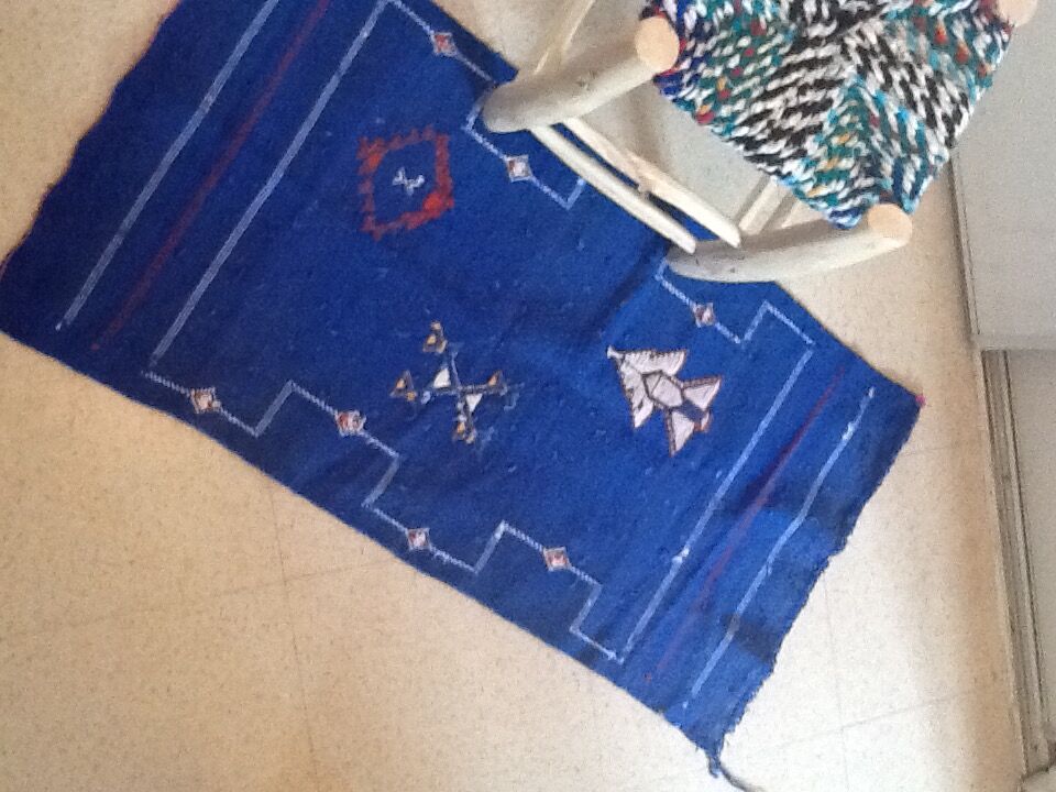 Carpet vintage in majorelle blue sabra 120 x 53 cm