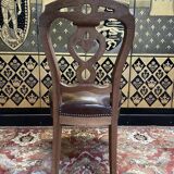 Set of 8 Italian Louis Philippe chairs from the Napoleon III period in leather
