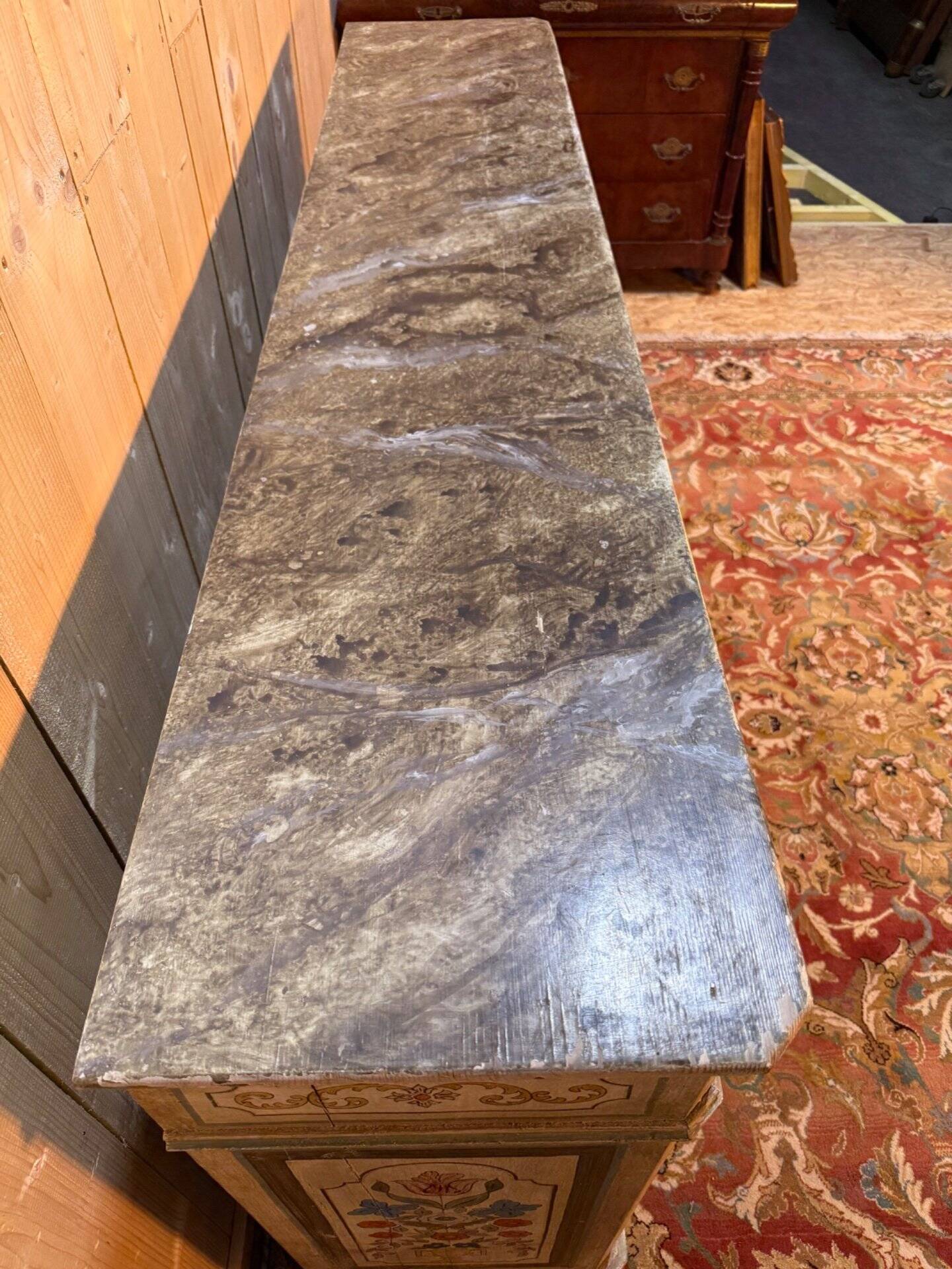 Louis Philippe style sideboard in painted wood and faux marble