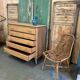 Commode vintage 5 tiroirs en chêne décapé
