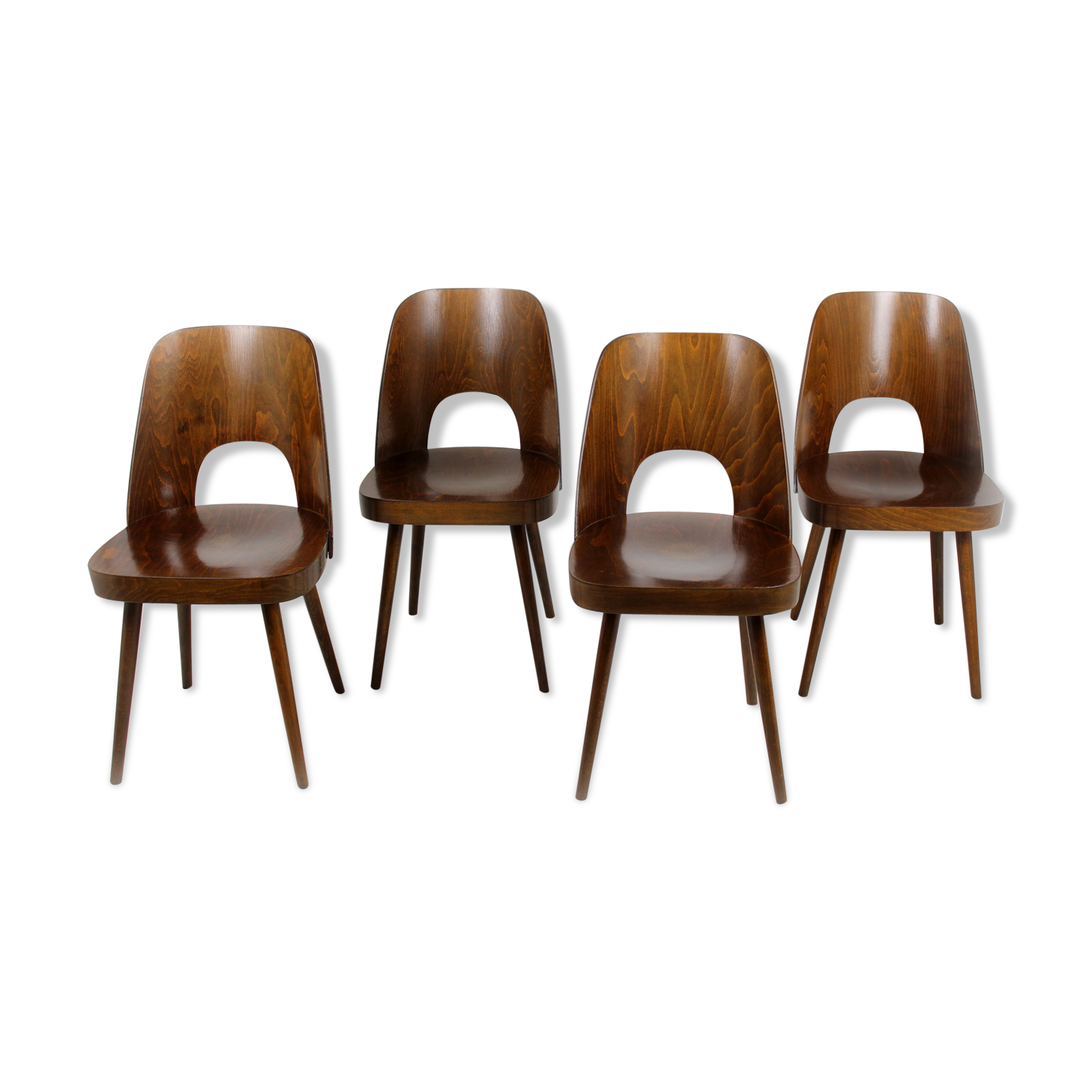 Set of 4 wooden chairs by Oswald Haerdtl for ton, 1950s, no. 515