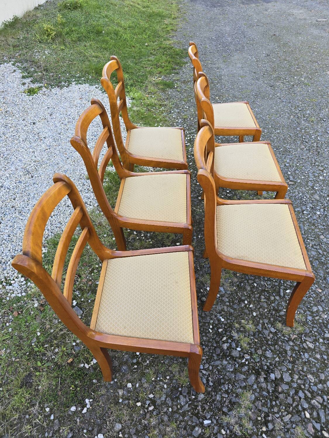 Set of six chairs with fabric tops