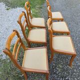 Set of six chairs with fabric tops