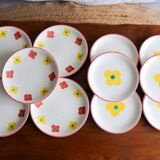 11 Yellow flower habitat plate with orange border BY PAGNOSSIN ITALY