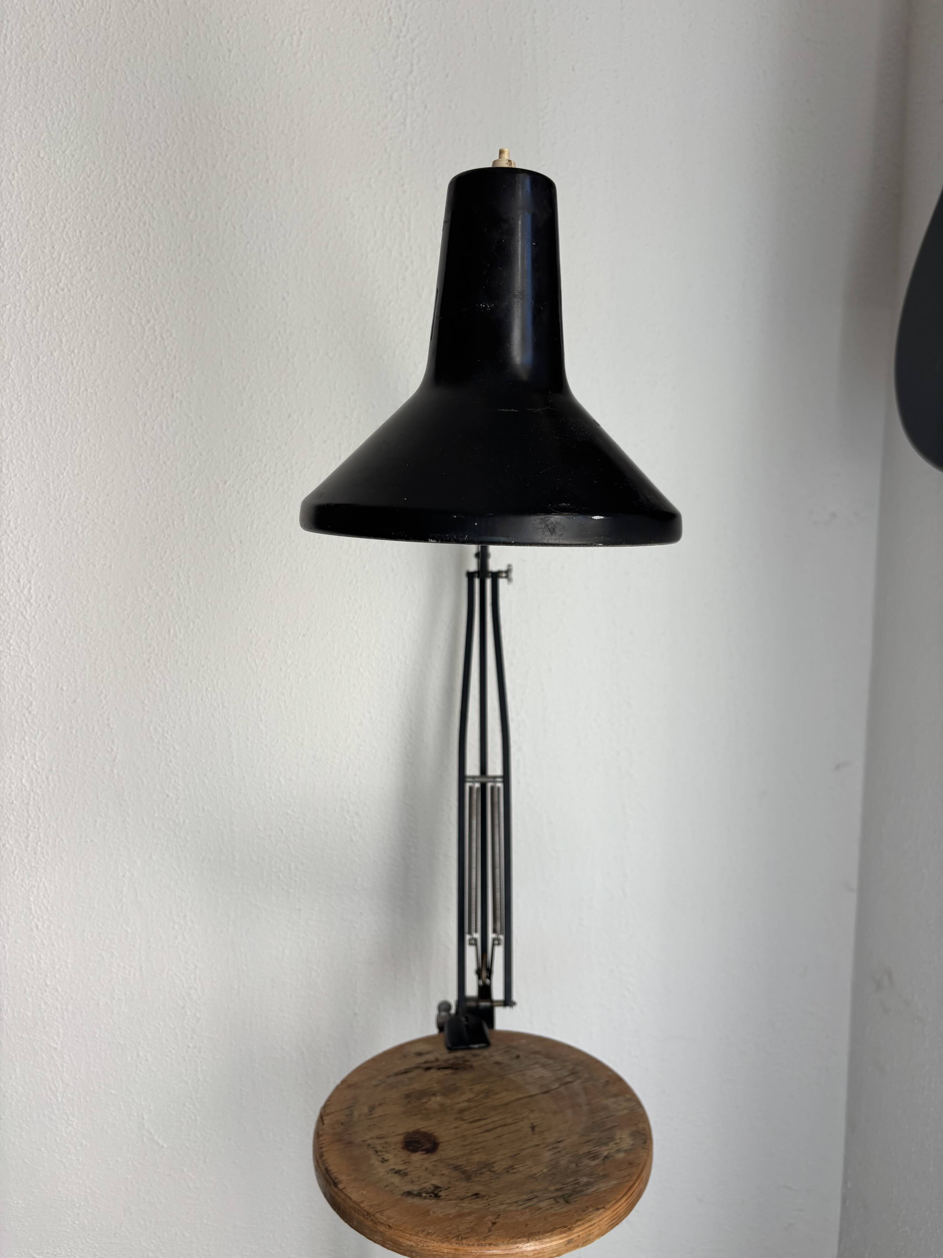 Vintage 1960s architect lamp Luxo L1 black mid-century design - 80 cm