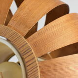 Scandinavian-style wooden pendant light.