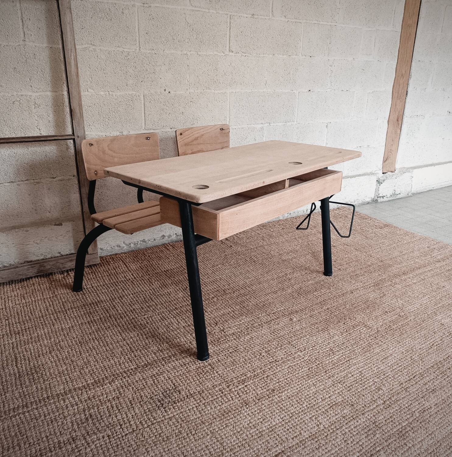 Old double school desk