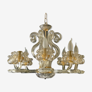 Murano glass chandelier and 1980 gold structure