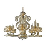 Lustre en verre Murano et structure or 1980