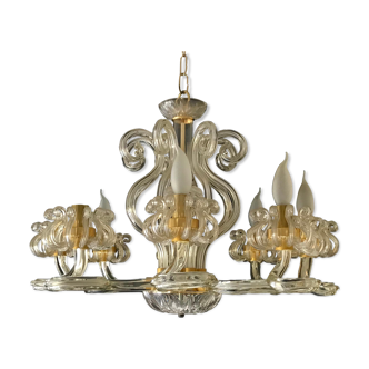 Murano glass chandelier and 1980 gold structure