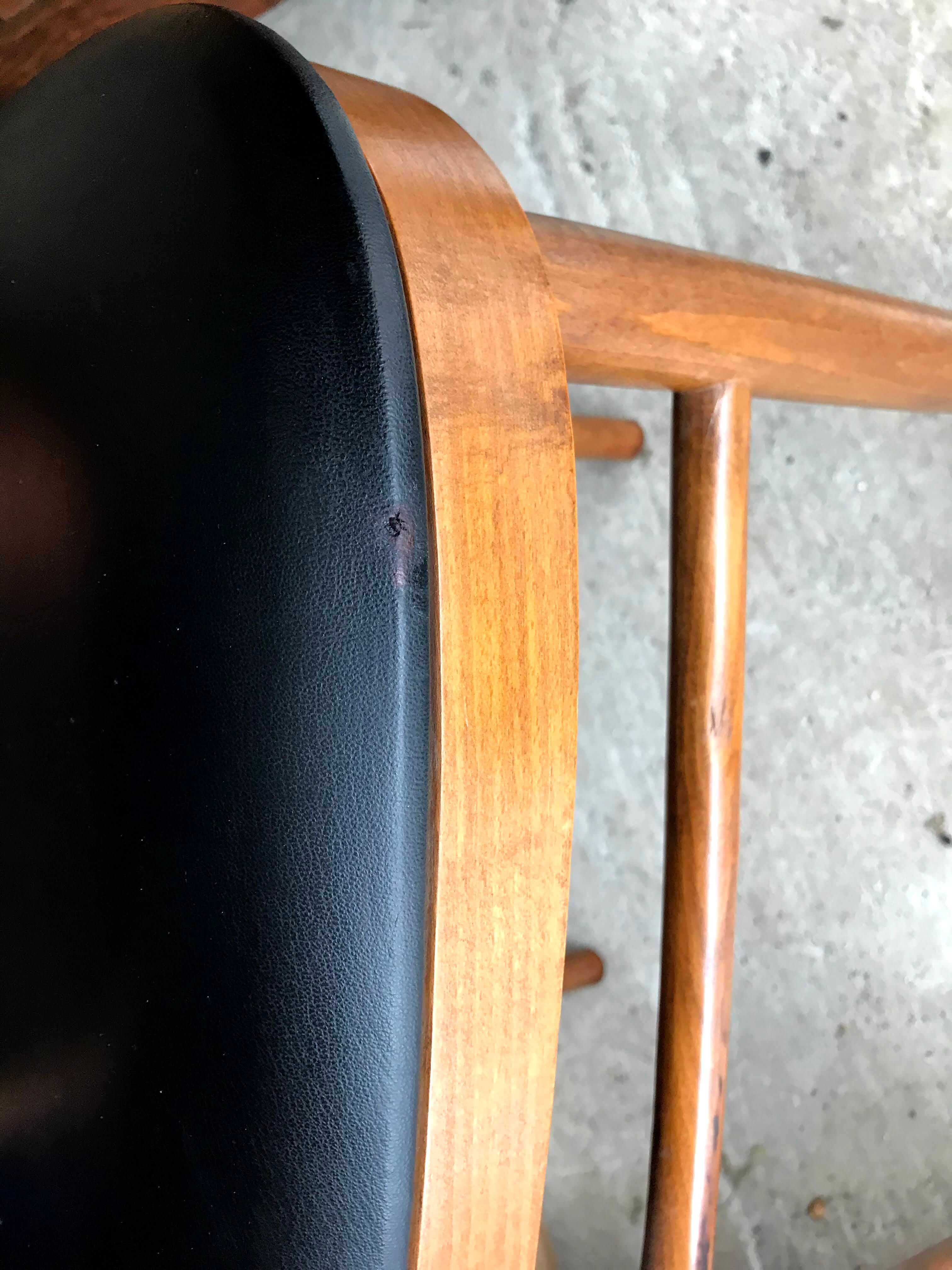 Vintage 60s slatted chairs and leatherette