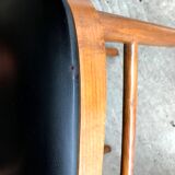 Vintage 60s slatted chairs and leatherette