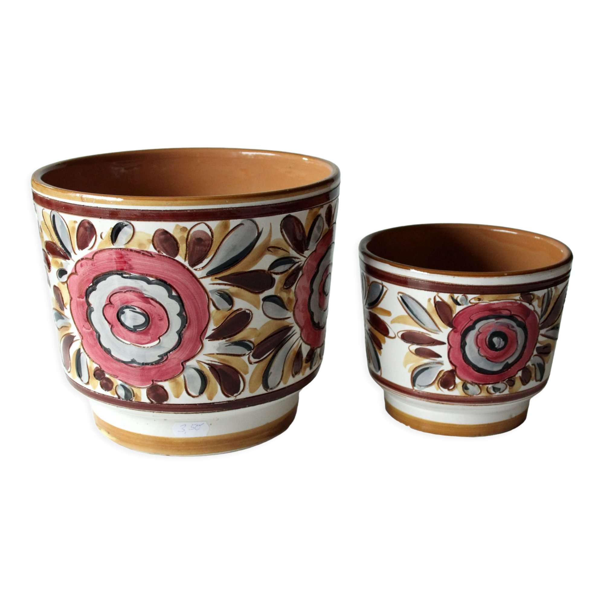 1960s - set of 2 ceramic planter, made in Italy, vintage