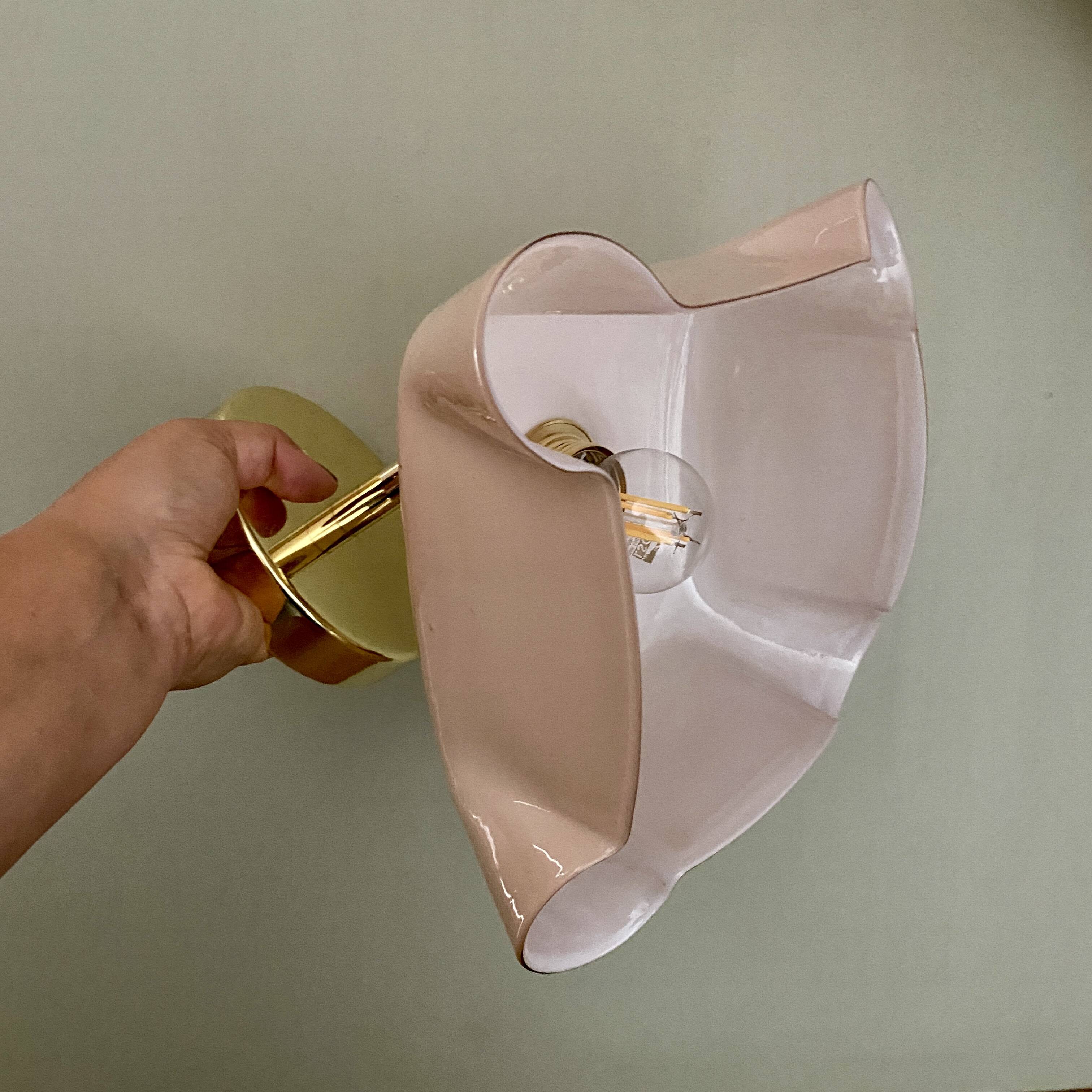 Vintage pink opaline lampshade wall lamp