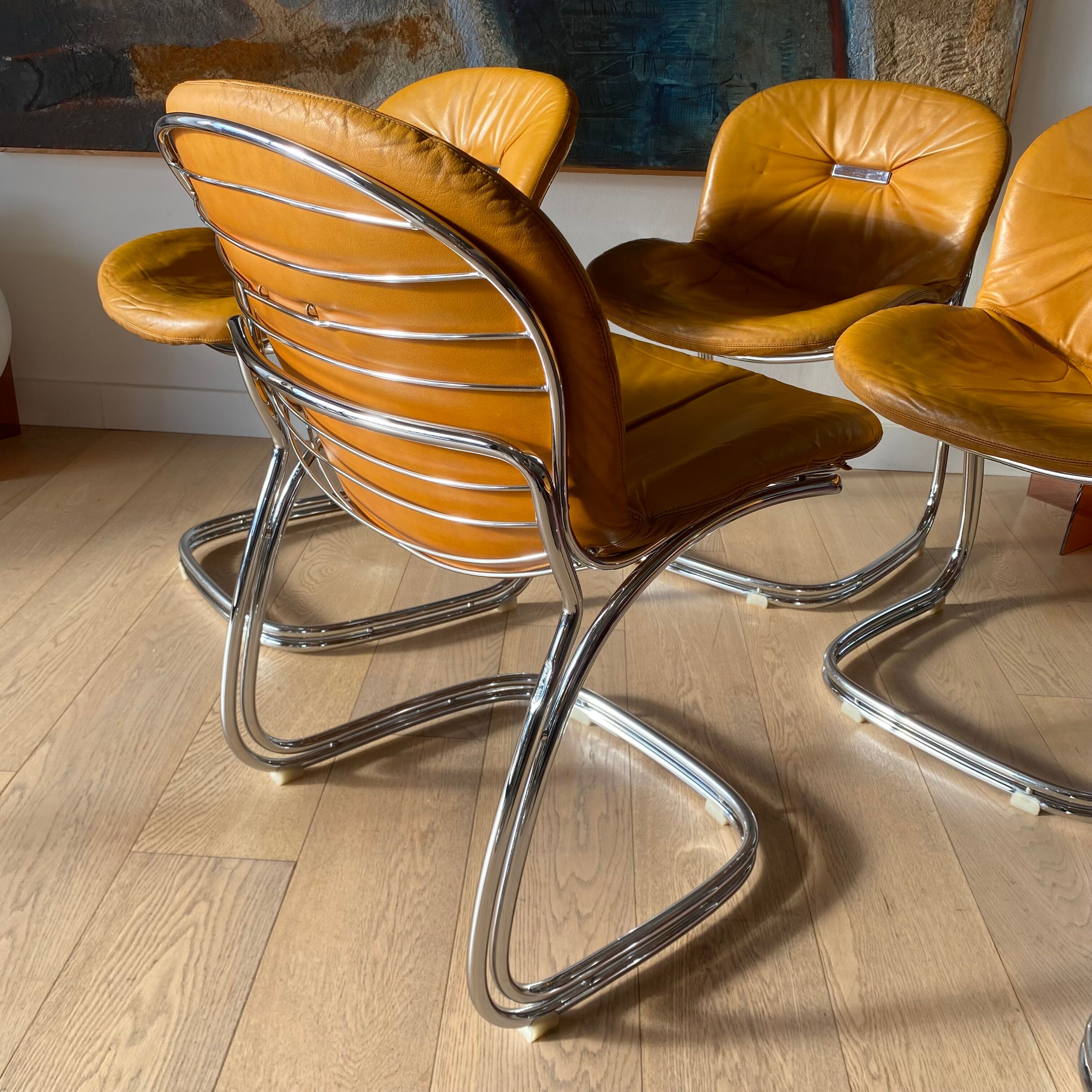 Suite of 6 Sabrina chairs by Gastone Rinaldi for Rima 1970