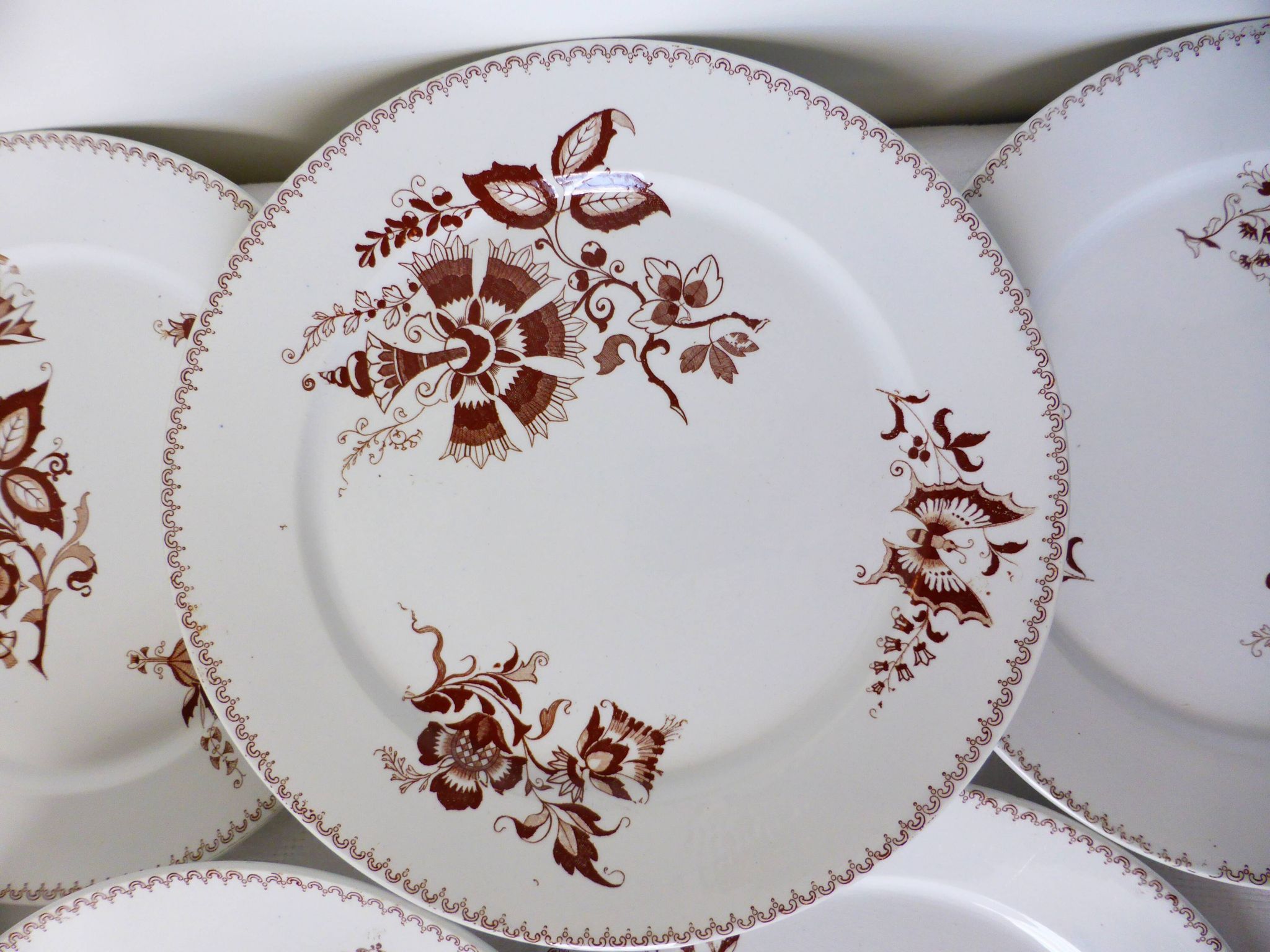 Set of 6 vintage Sarreguemines dinner plates, Danish pattern 210412