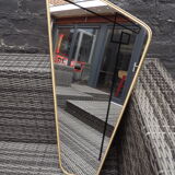 Vintage mirror 60s gold metal Scandinavian style 36x78cm