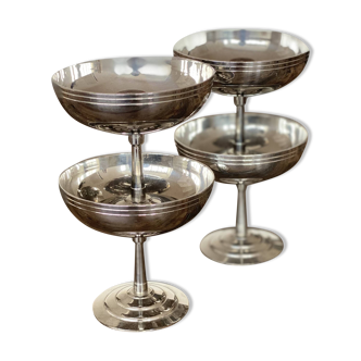 4 ice cream bowls in solid 18-10 stainless steel Letang Remy 1970