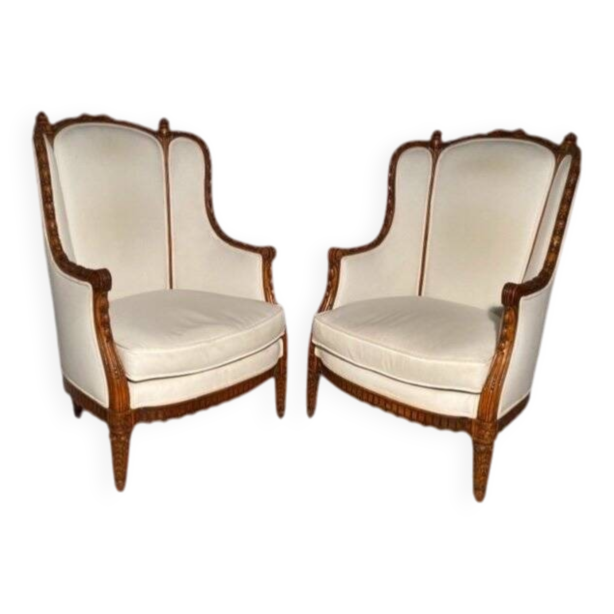 Pair of neoclassical style bergère armchairs