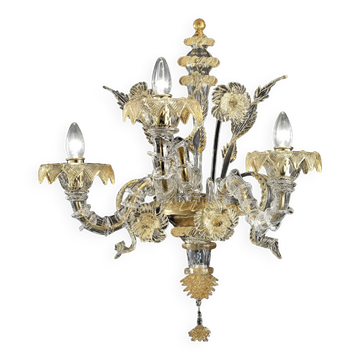Italian Murano Glass Ca’ Rezzonico – Handcrafted Gold Floral Motif Design