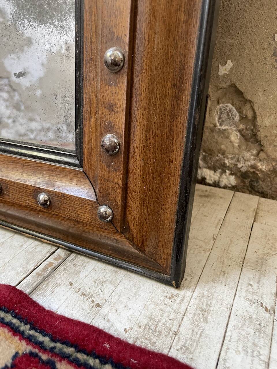 1900 wooden mirror with nails